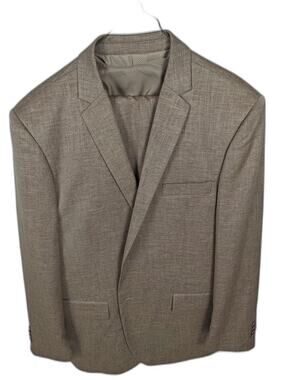 Mazari Men's 3 Piece Suit Tan Textured Size 46R Wool Blend Jacket Vest Pants